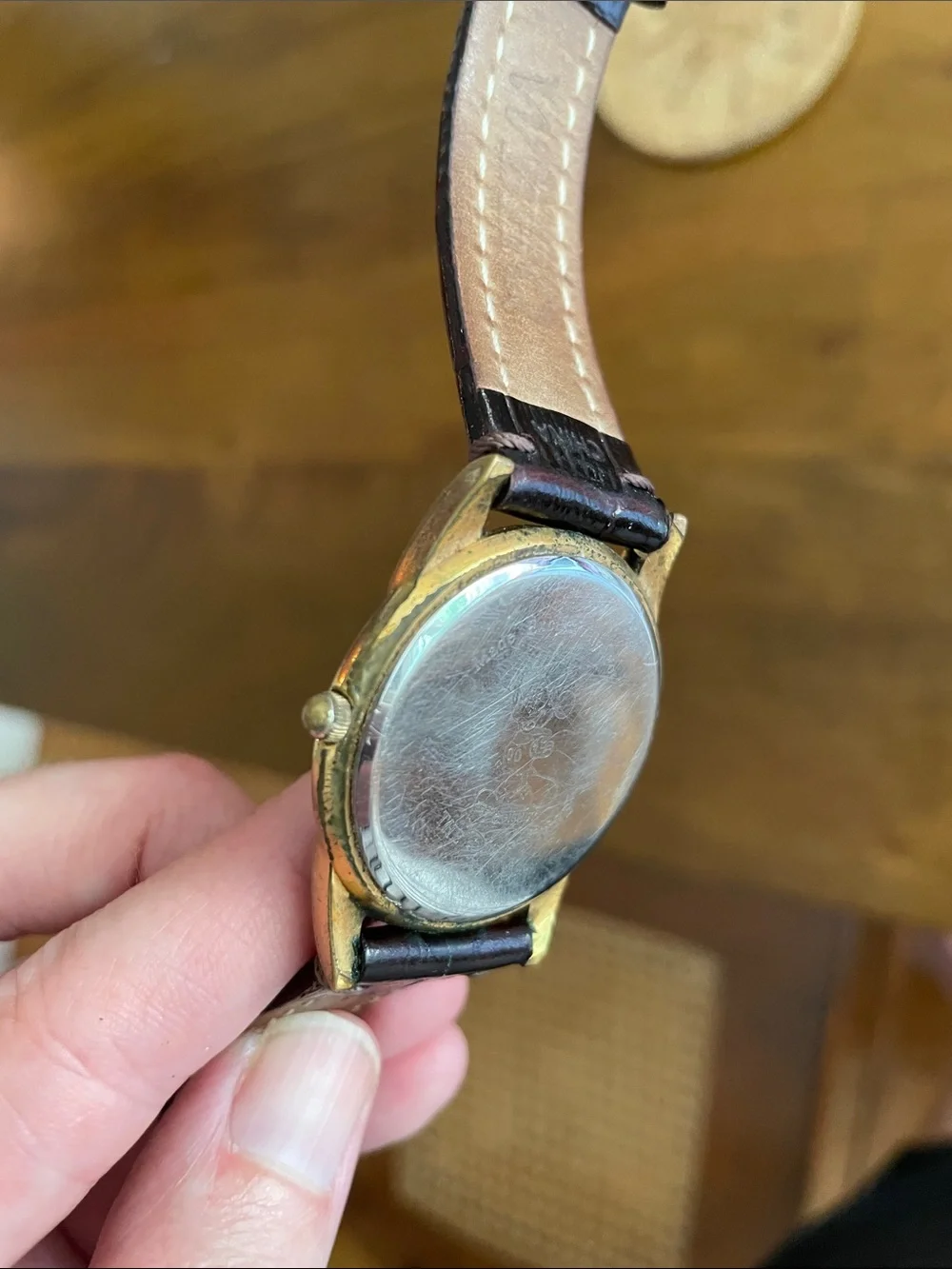 Goofy Dreaming Men's Watch — Brown Leather Strap, Gold Case
